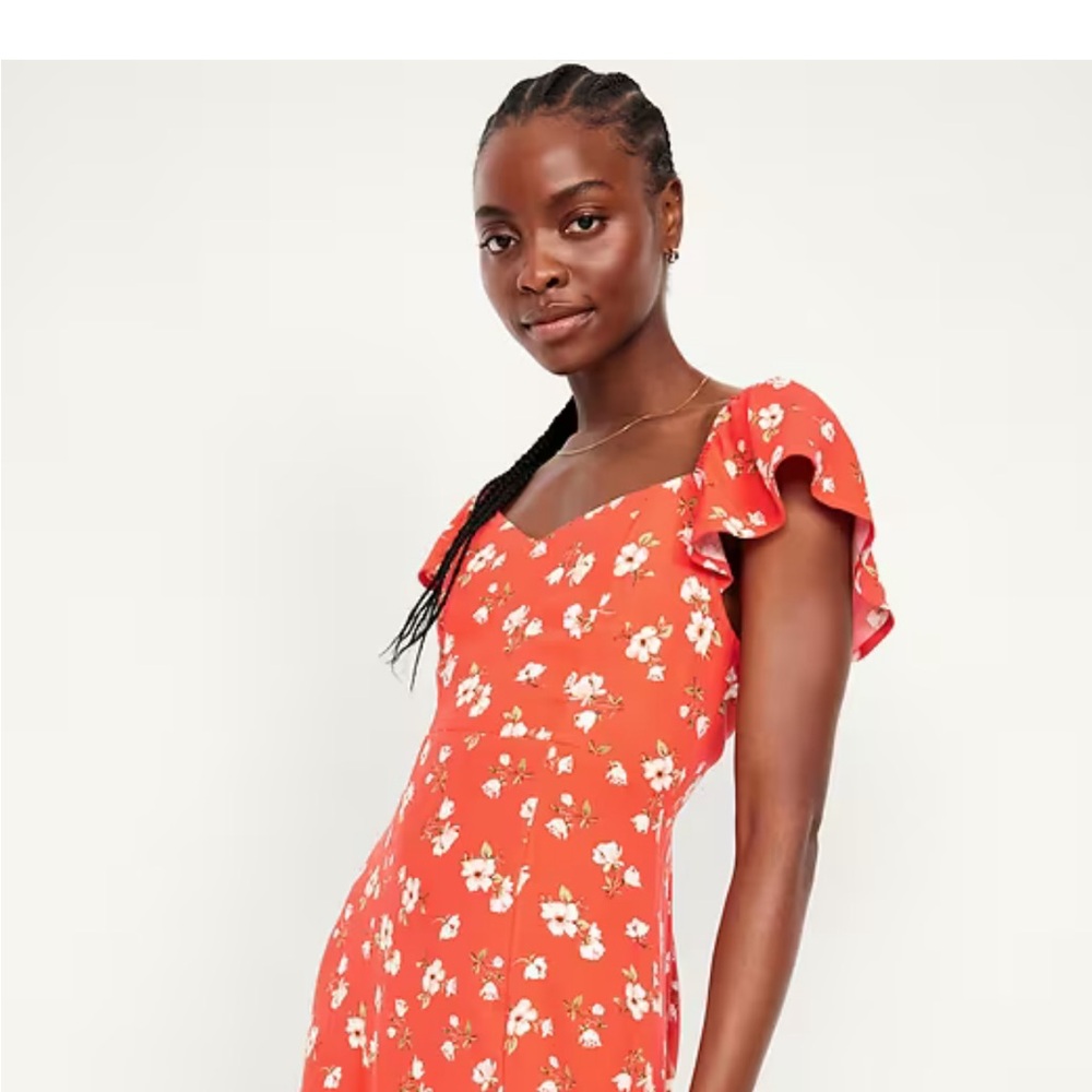 Old Navy Flutter-Sleeve Crepe Midi Dress - Picture 3 of 6